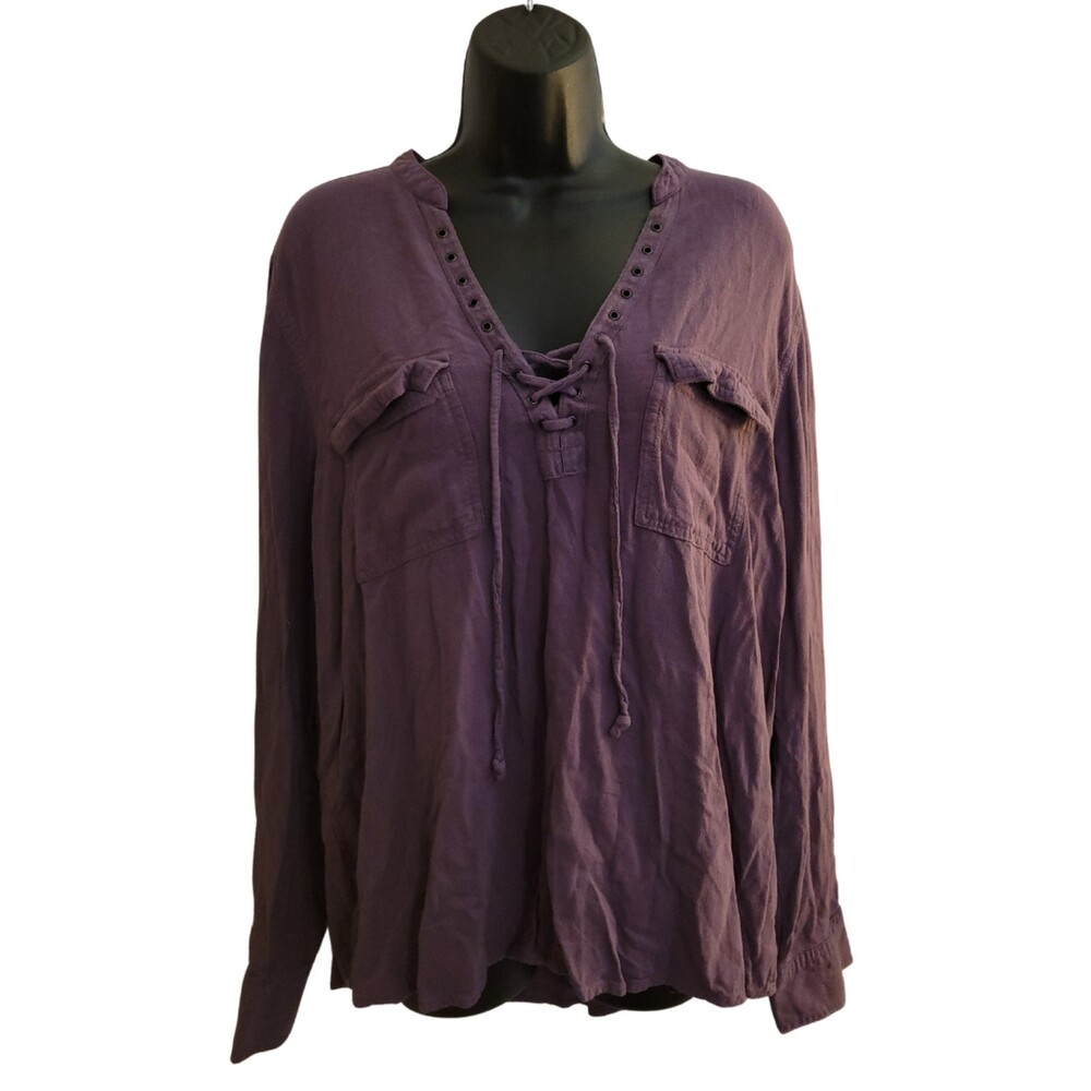 Rock + Republic Purple Long Sleeve Blouse Size XL